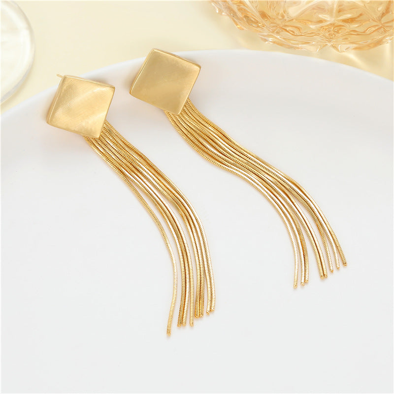 4 boucles d'oreilles à tige en diamant et chaîne serpent 14 carats GF