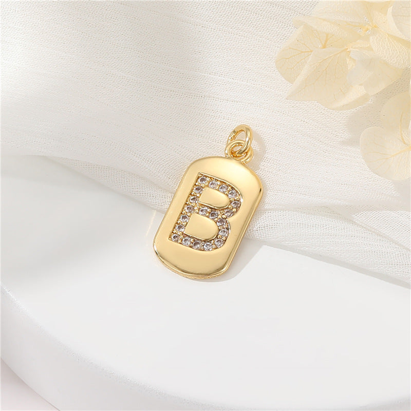 2 pendentif à breloque initiale Alphabet AZ orné de strass 14K GF