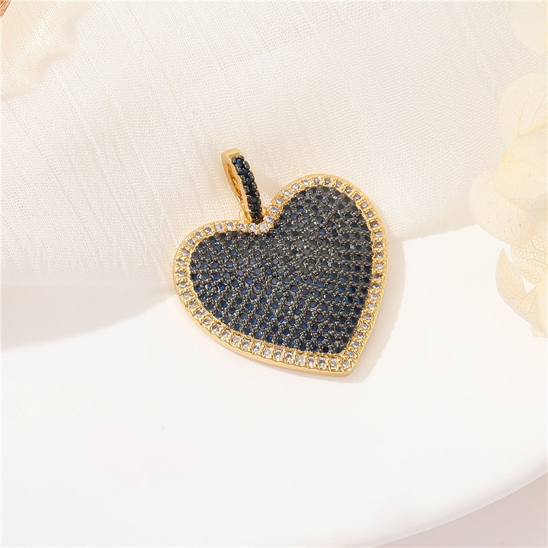 Pendentif à breloque 2 cœurs en émail époxy 14K GF strass embelli
