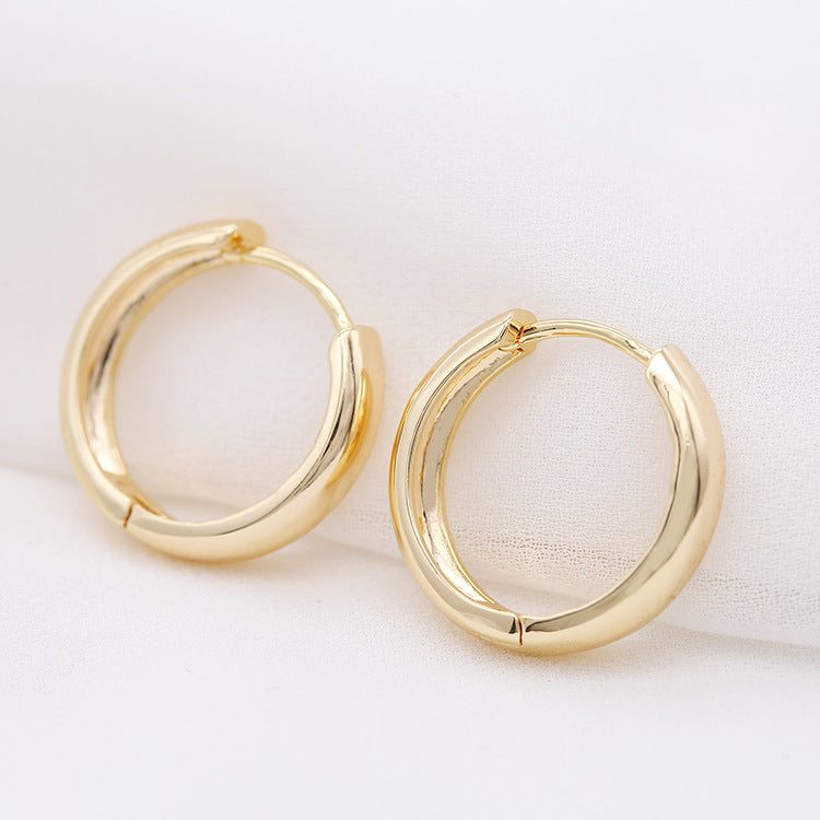 4 boucles d'oreilles créoles rondes brillantes 14K GF