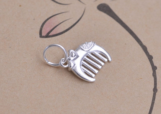 Sterling Silver Tiny Haircomb Charm Pendant S925 Finding