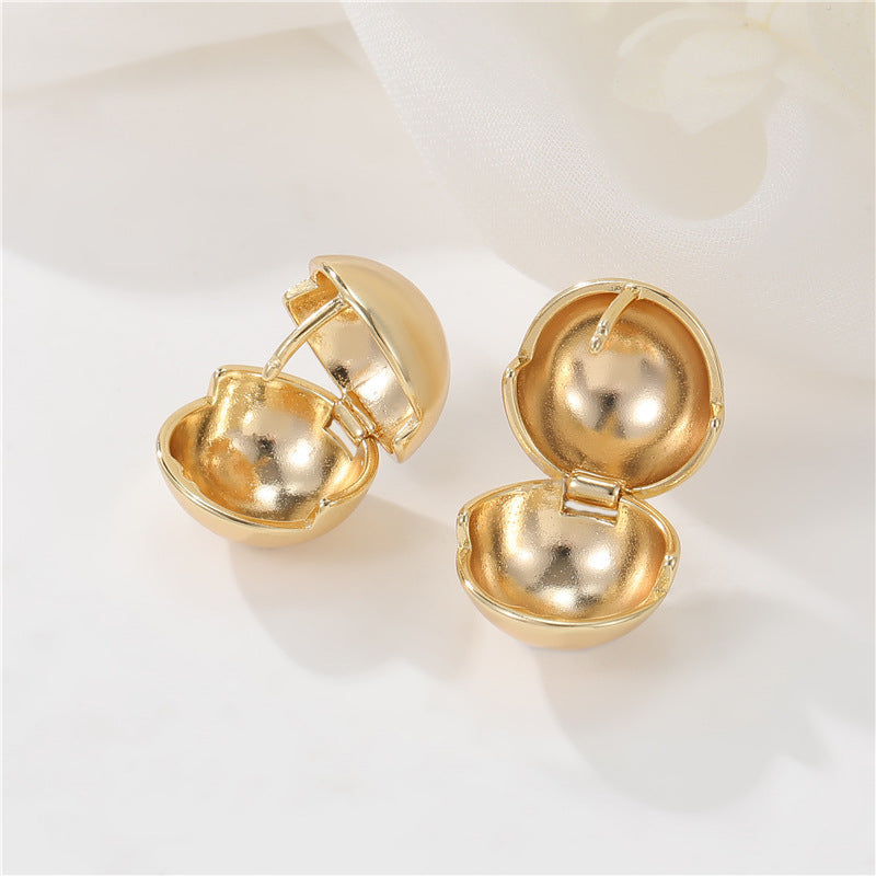 4 grosses boucles d'oreilles créoles rondes brillantes 14K GF