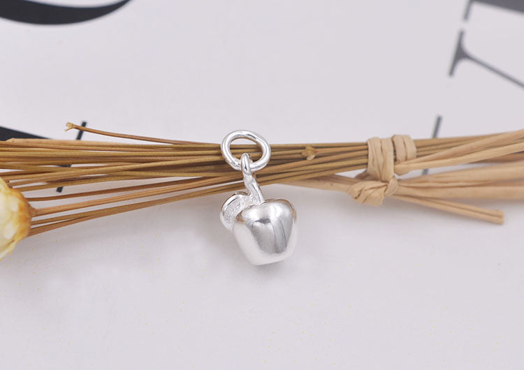 Sterling Silver Tiny Glossy Apple Charm Pendant S925 Finding