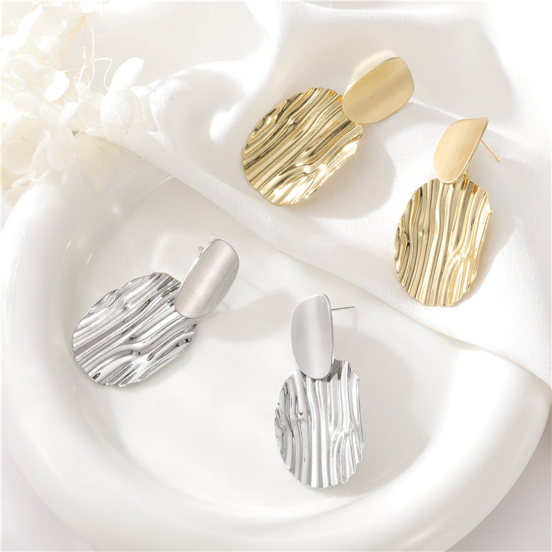 4 boucles d'oreilles à tige ovales martelées 14K GF Earing