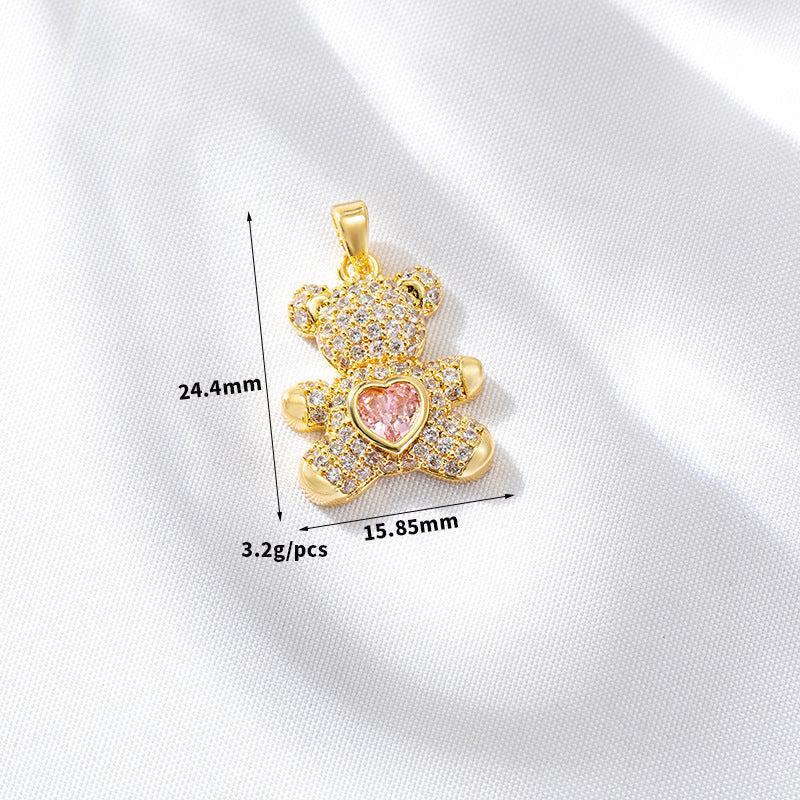 2 Sirène Baleine Queue Ours Panda Floral Charm Pendentif Strass Embelli 14K GF