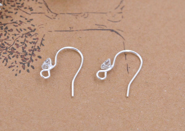 Boucles d'oreilles à crochet ornées de strass en argent sterling S925