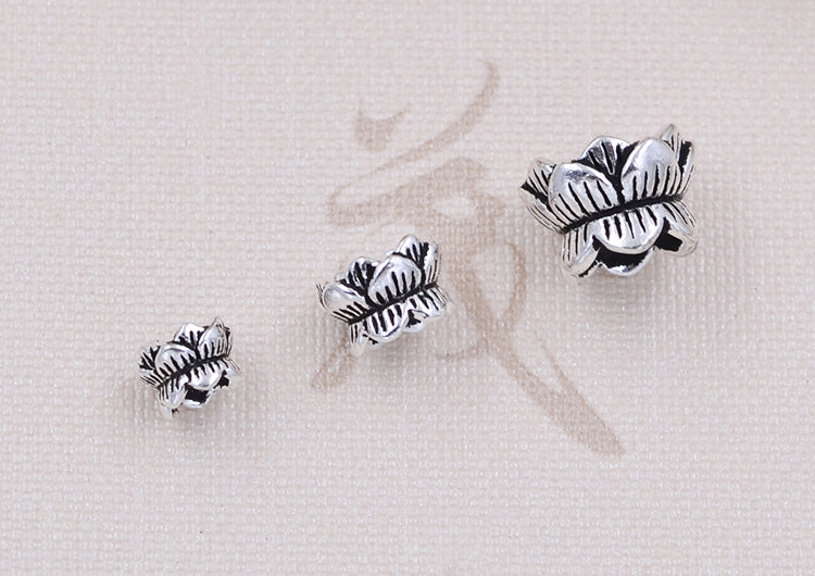 Perle florale de lotus en argent sterling, espaceur S925