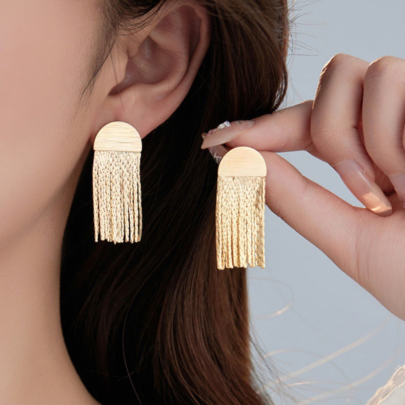 4 boucles d'oreilles à pampilles en chaîne serpent, ornées de strass, boucles d'oreilles 14K GF