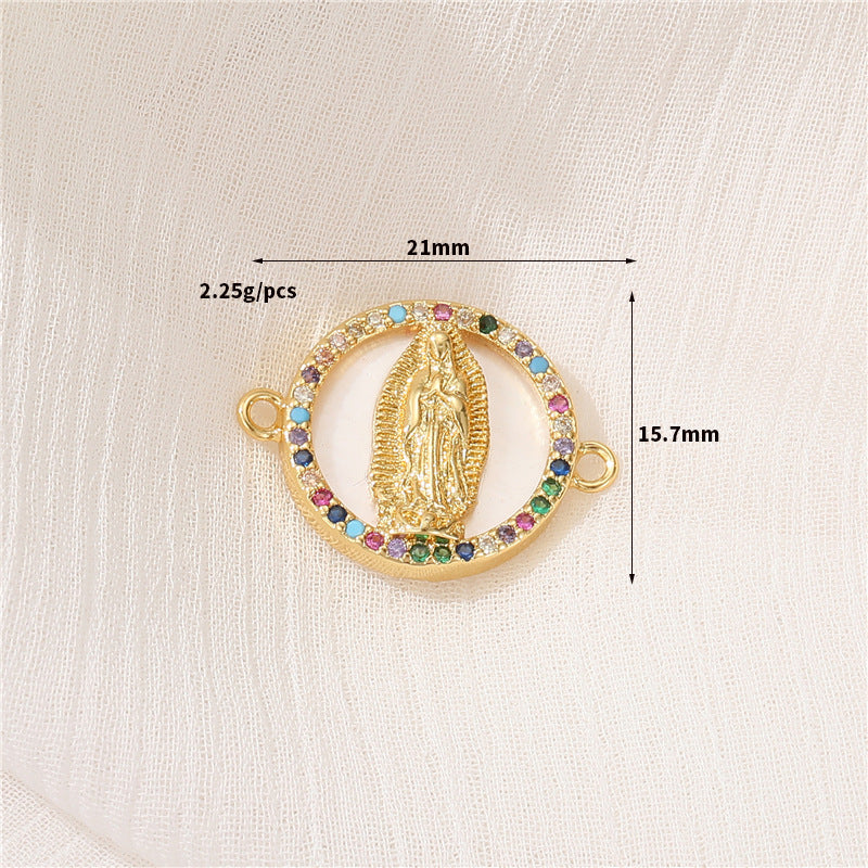 2 Jesus Cupid Mama Sun Snake Charm Pendant Rhinestone Embellished 14K GF