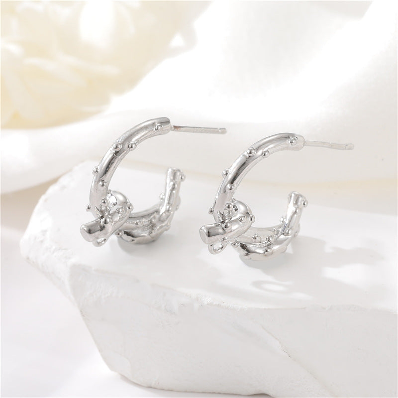 4 boucles d'oreilles épaisses en demi-cercle 14K GF Earing