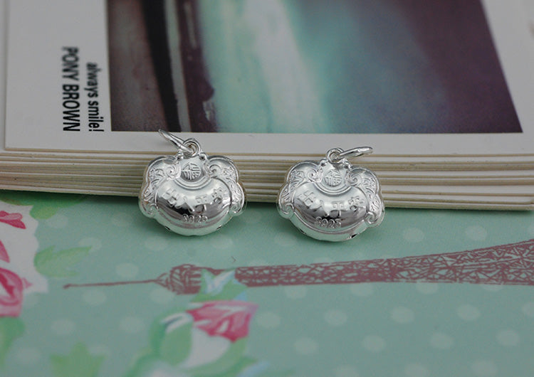 Sterling Silver Longevity Lock Charm Pendant S925 S990 Finding