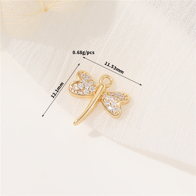2 pendentifs à breloque papillon ornés de strass 14K GF