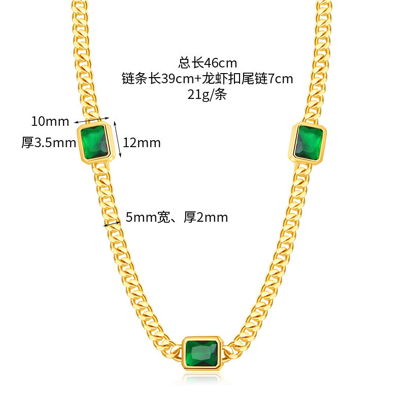 2 gros collier de chaîne de câble plat orné de strass 14K GF tour de cou