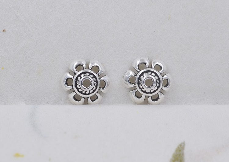 Coupe de capuchon de perle florale en argent sterling S925
