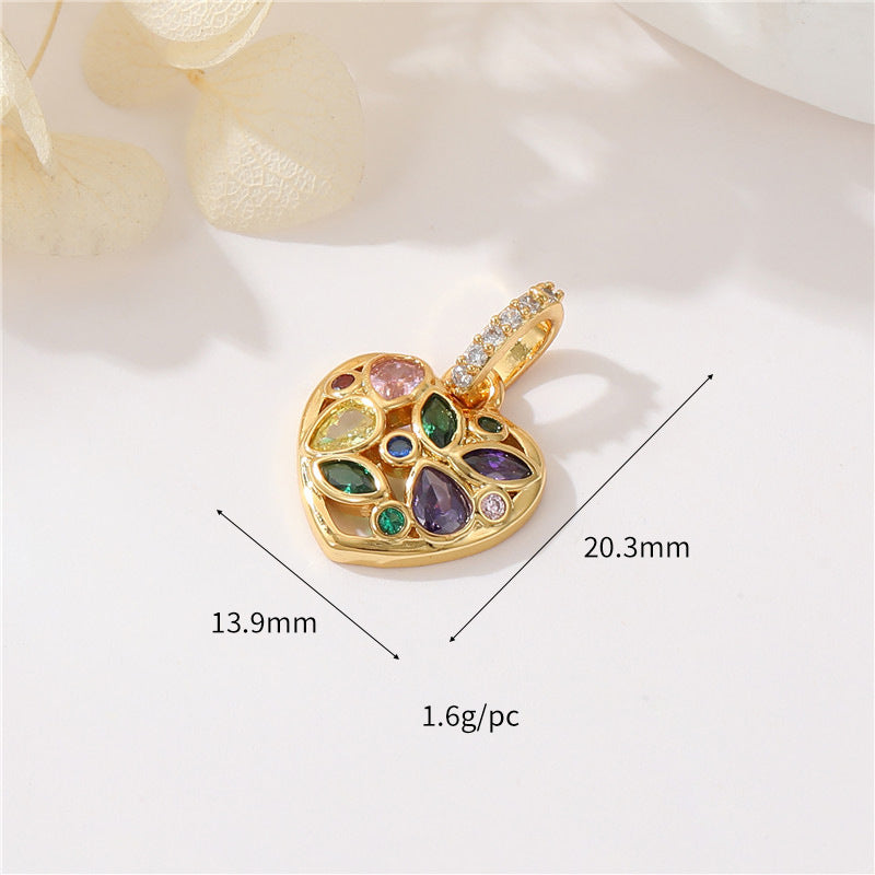 Pendentif à breloque 2 cœurs orné de strass 14K GF