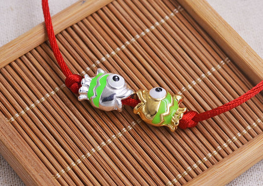 Enamel Epoxy Sterling Silver Goldfish Bead S925 Finding