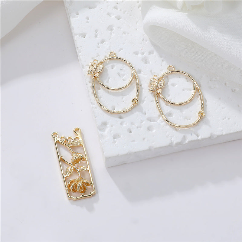 2 pendentifs à breloques florales à boucles multiples 14K GF