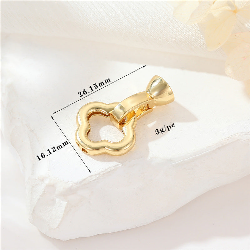 2 Round Oval Floral Heart Circle Clasp 14K GF Rhinestone Embellished Clasps Connector