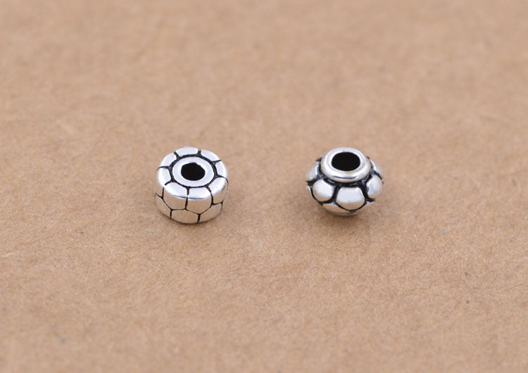 Sterling Silver Dragon Scale Flat Cylinder Rondelle Bead S925 Finding