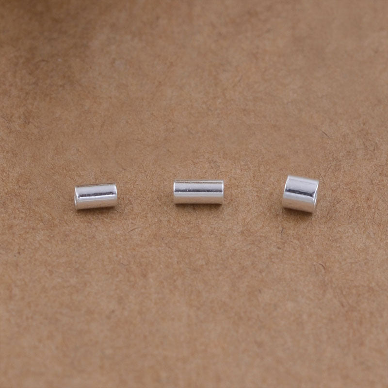 Sterling Silver Glossy Tiny Thin Pipe Positioning Bead S925 Finding
