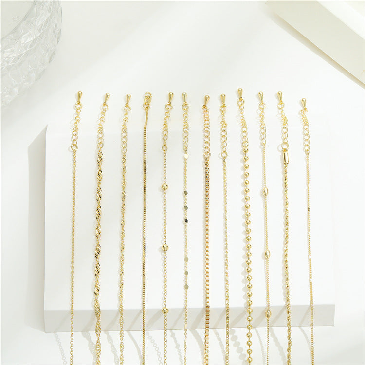 Collier de chaîne de boîte de perles de Singapour à 2 câbles 14K GF ras du cou avec rallonge