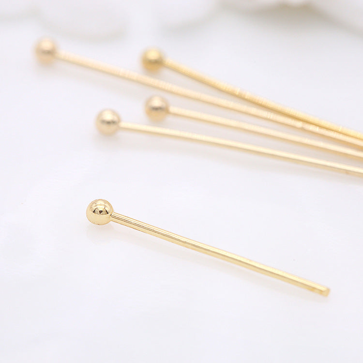 Bulk 100 Plain T Flat Top Round Bead Eye Pin Head Pins 14K GF