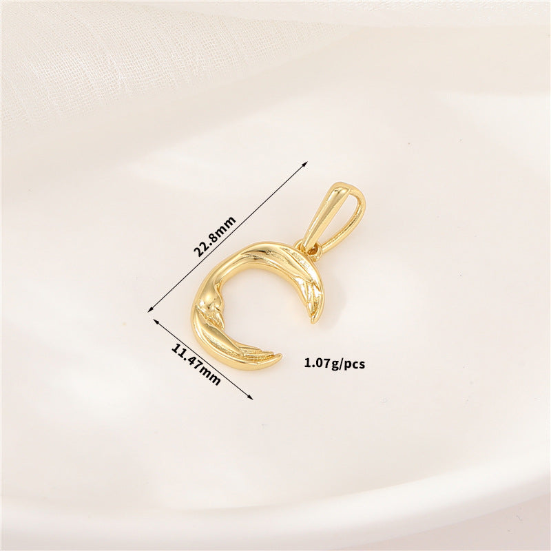 Pendentif à breloque AZ avec 2 ailes de cygne et initiales de l'alphabet 14K GF
