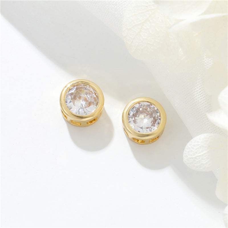 Perle ronde à 2 cœurs 14K GF, breloque strass embellie, entretoise de perles