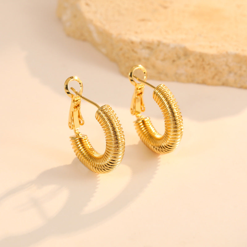 4 Chunky Beaded Twined Round Circle Hoop Earring 14K GF Earing