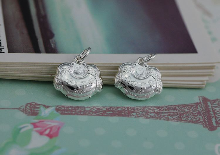 Sterling Silver Longevity Lock Charm Pendant S925 S990 Finding