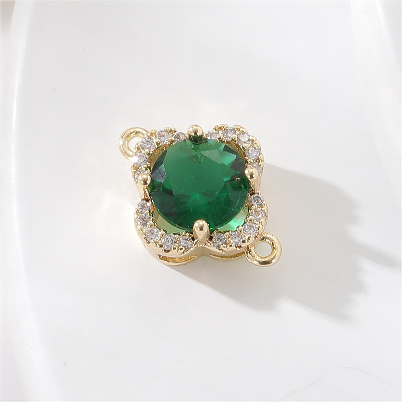 2 connecteurs de charme floral à double boucle ornés de strass 14K GF