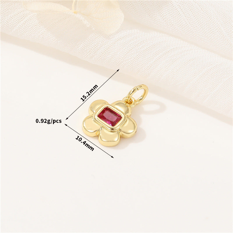 2 pendentifs à breloque coeur floral ornés de strass 14K GF