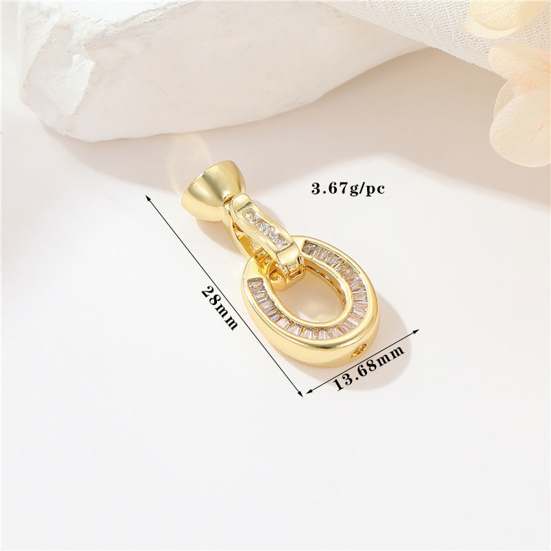 2 Round Oval Floral Heart Circle Clasp 14K GF Rhinestone Embellished Clasps Connector