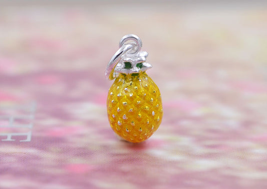 Pendentif à breloque ananas en argent sterling émail époxy S925