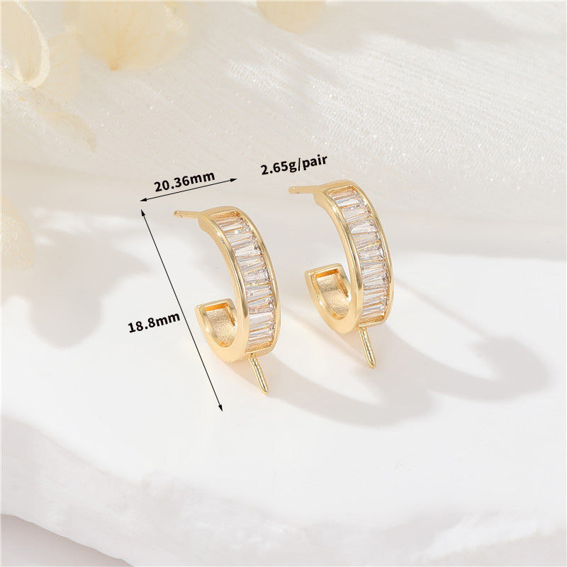 4 boucles d'oreilles goutte d'eau demi-cercle strass embellies 14K GF boucle d'oreille demi-percée perle vierge