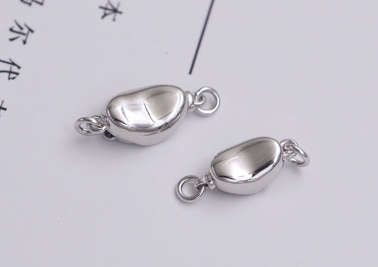 2 Bean Plug In Clasp Sterling Silver Necklace Bracelet Clasps Connector