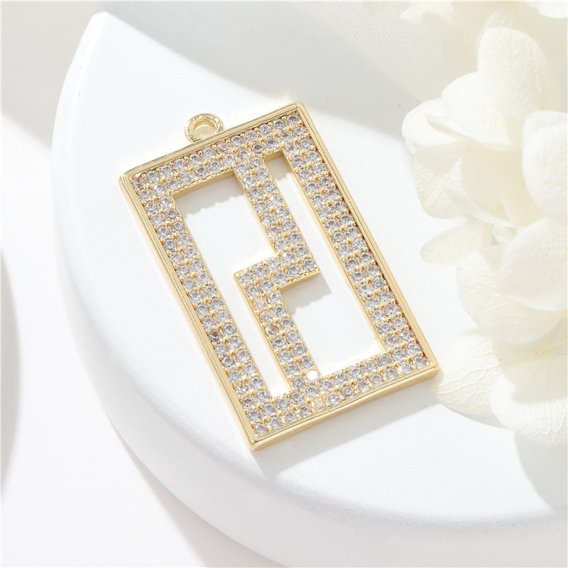 Pendentif à breloque 2 pièces rectangulaires 14K GF