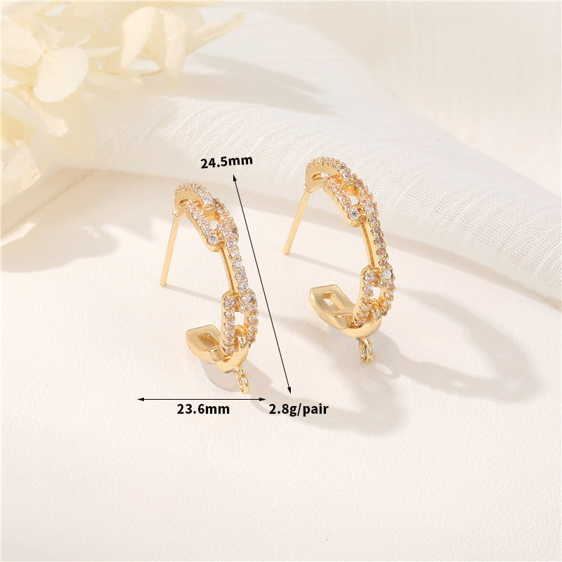 4 boucles d'oreilles à tige en demi-cercle avec perle en boucle et strass vierges ornés de strass 14 carats GF