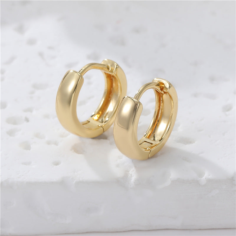 4 boucles d'oreilles créoles rondes rectangulaires brillantes 14K GF Earing