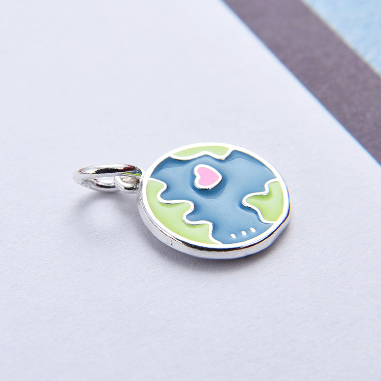 Pendentif à breloque en forme de dinosaure UFO NoLove Earth Cross arc-en-ciel en argent sterling S925