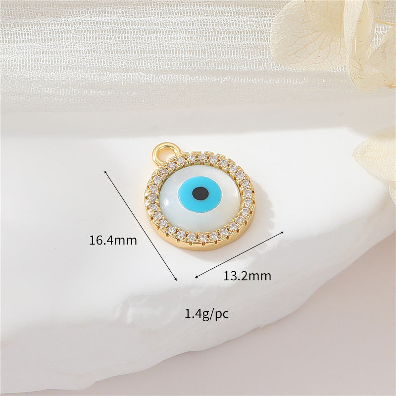 2 Kreuz Hand Rundes Auge Blumen Herz Schmetterling Charm Anhänger Harz Strass verziert 14K GF