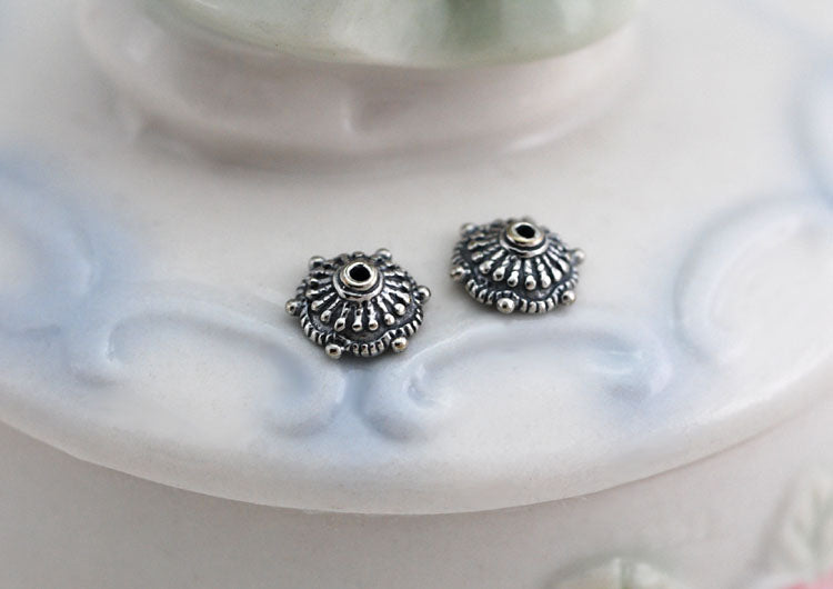 Sterling Silver Floral Bead Cap Cup S925 Finding
