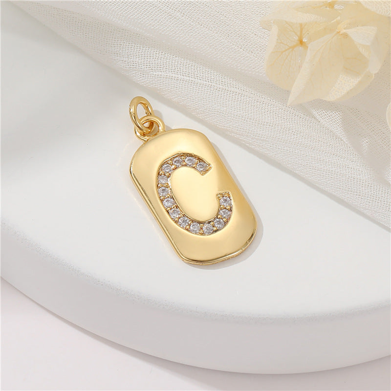 2 pendentif à breloque initiale Alphabet AZ orné de strass 14K GF