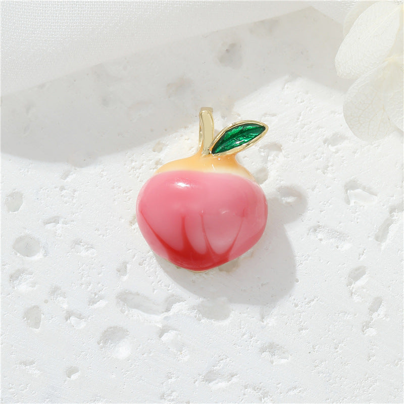 Pendentif charme pêche 2 raisins résine 14K GF