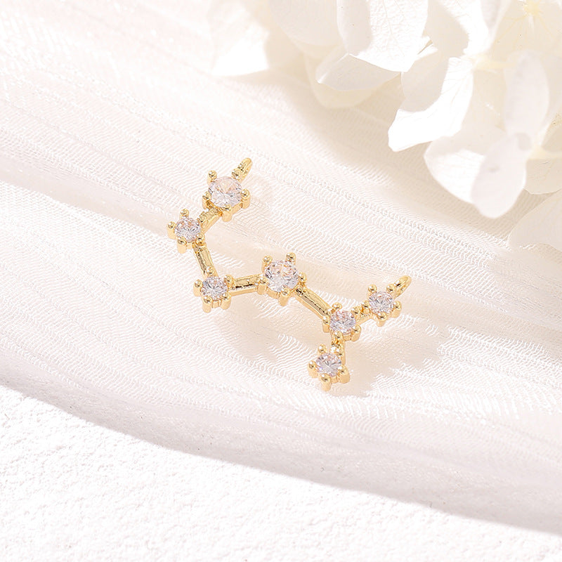 Pendentif à breloque zodiaque 2 étoiles orné de strass 14K GF