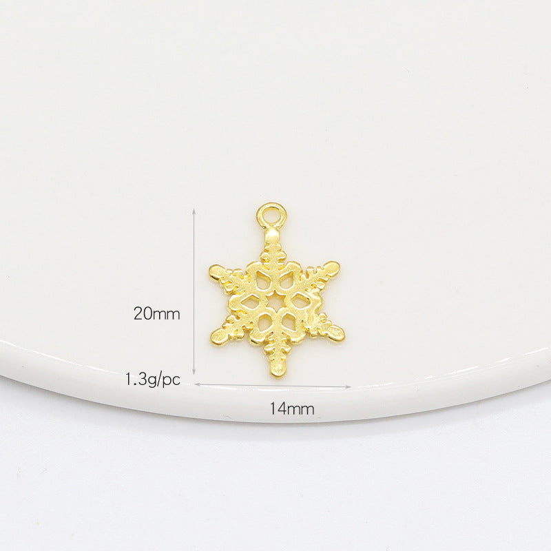 2 Round Diamond Snowflake Floral Charm Pendant Rhinestone Embellished 14K GF