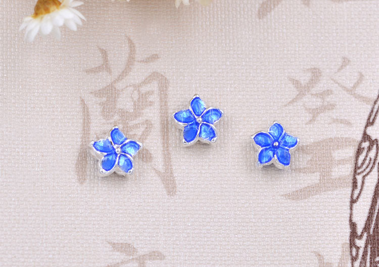 Argent sterling émail époxy plat perle florale entretoise S925 trouver