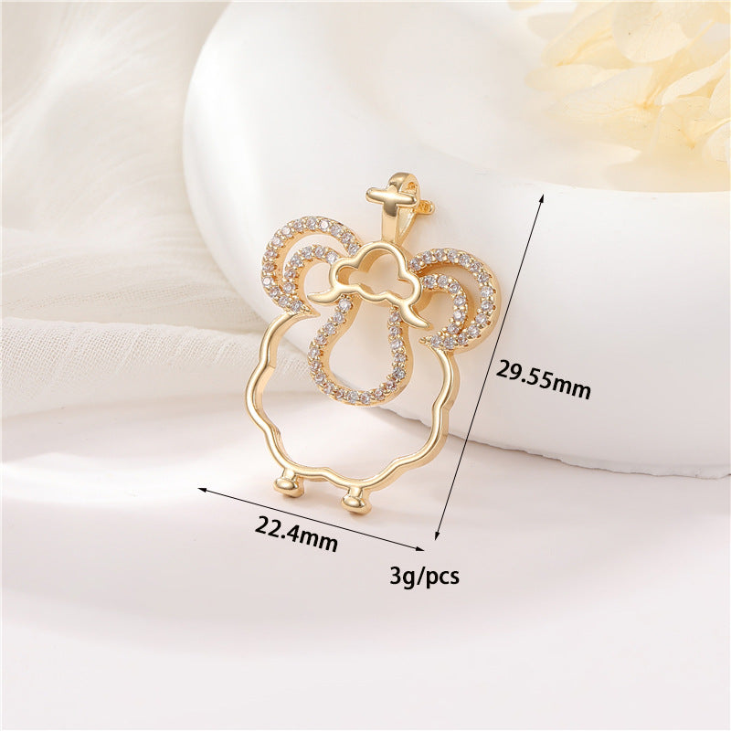 Charm-Anhänger mit 2 Sternen, Mond, Schmetterling, Wolke, Wabe, keltischer Knoten, Strassverzierung, 14 Karat GF