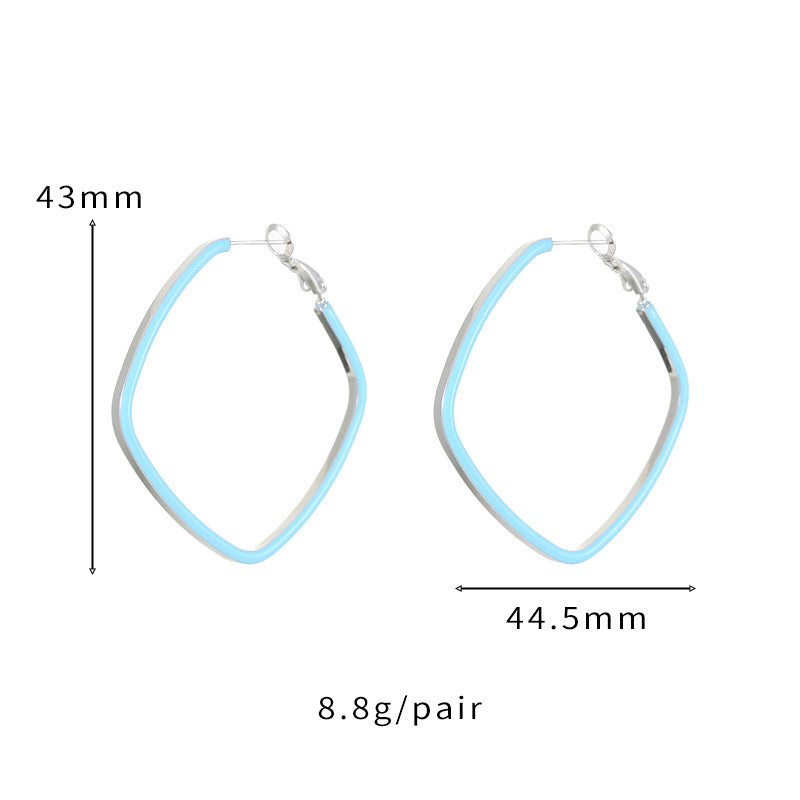 4 Square Circle Hoop Earrings Enamel Epoxy 14K GF Earing