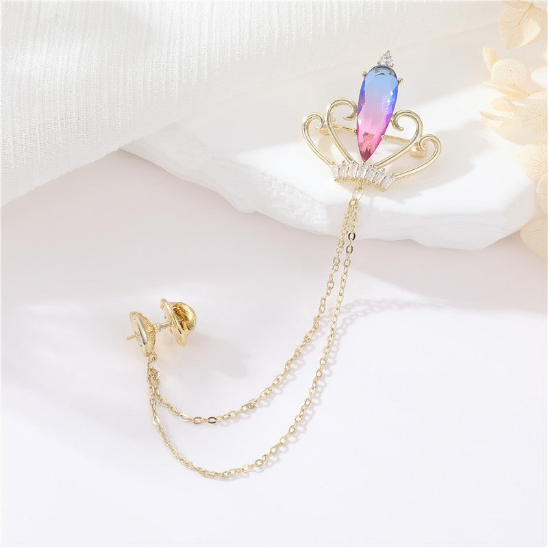 2 couronnes avec broche de chaîne de câble 14K GF strass embellie perle semi-percée perle vierge